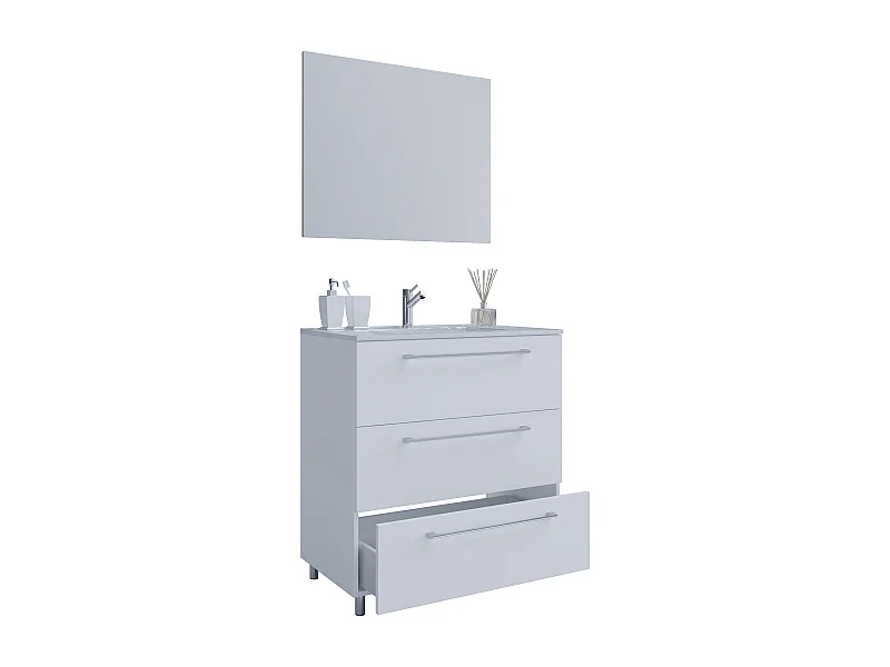 Bathroom furniture washbasin Badinos White H. 143 x W. 80 x D. 46 cm