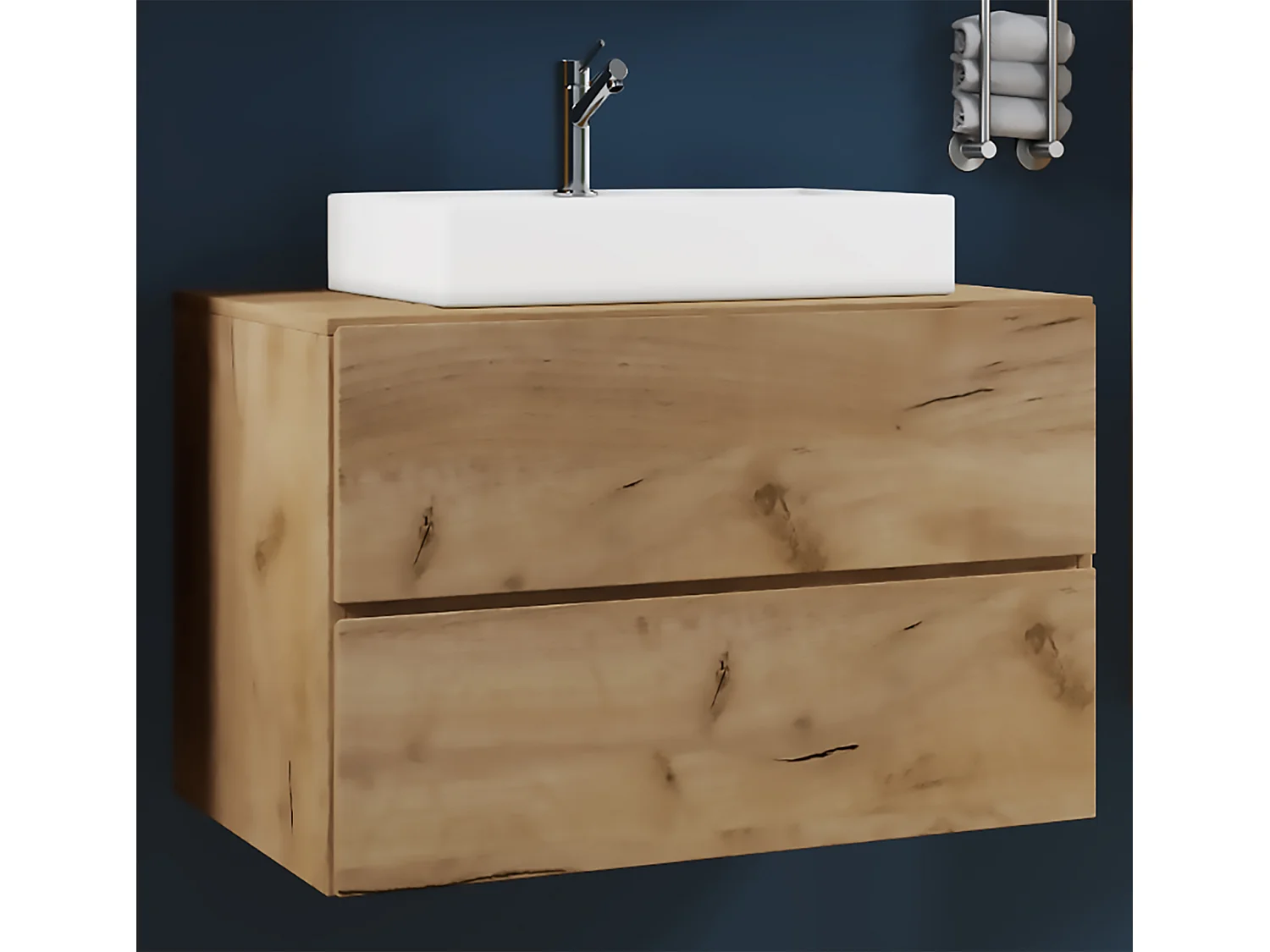 Bathroom furniture washbasin Lendas Honey oak H. 52 x W. 80 x D. 52 cm