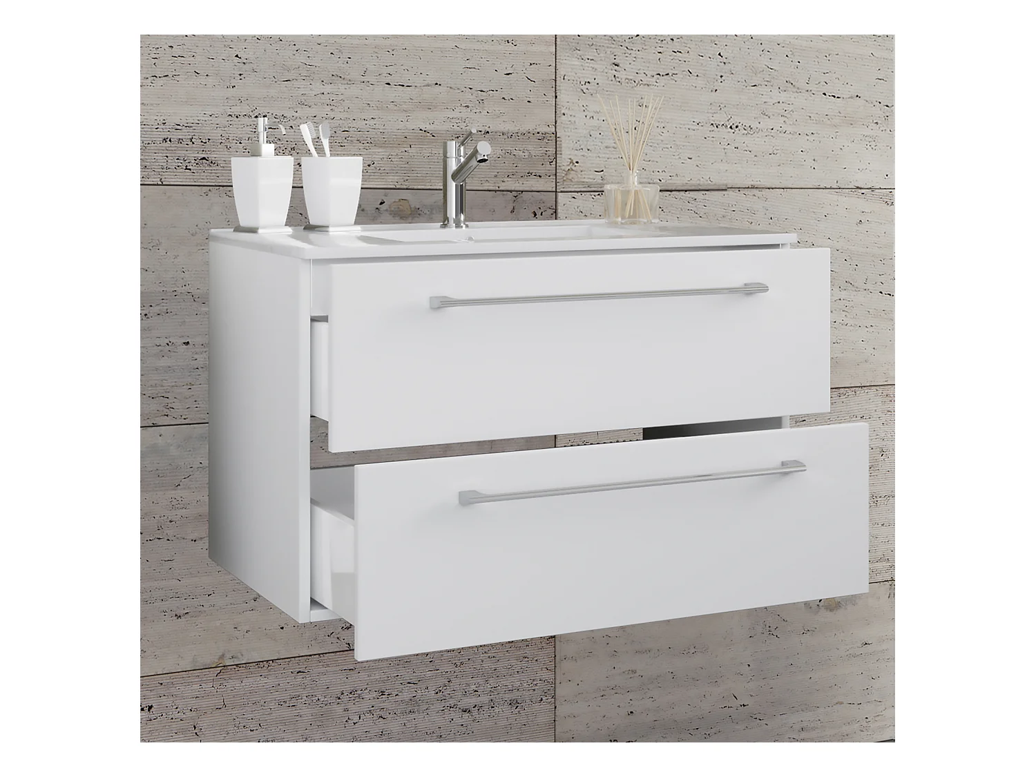 Bathroom furniture washbasin Badinos White H. 52 x W. 60 x D. 46 cm