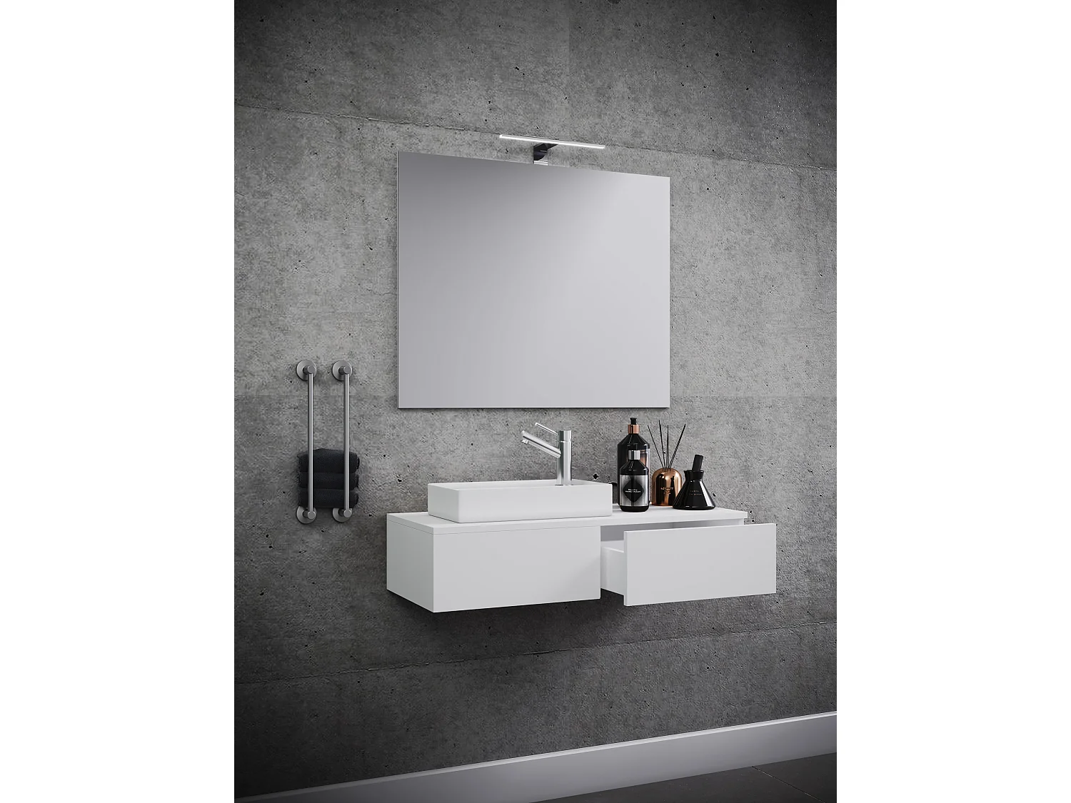 Bathroom furniture washbasin Gudas White H. 70 x 85 x D. 35 cm
