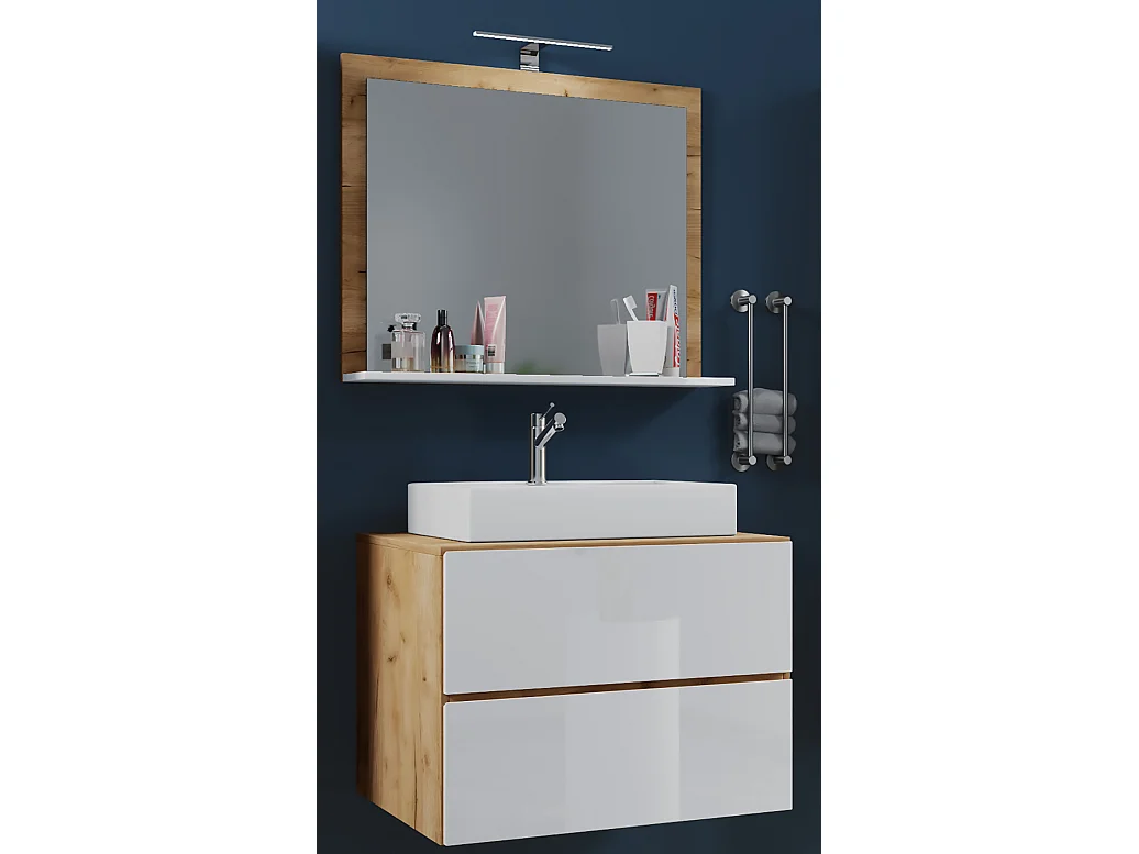 Lavabo de muebles de baño Lendas Roble de miel / Blanco 134 x 60 x P. 51