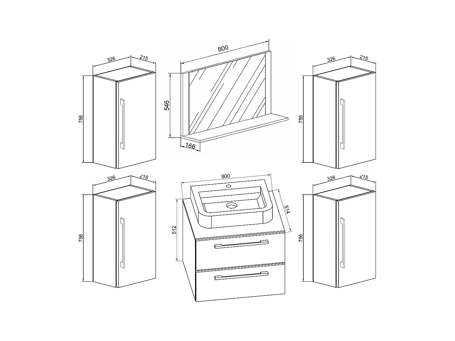 5 pcs. lavabo Badinos SP