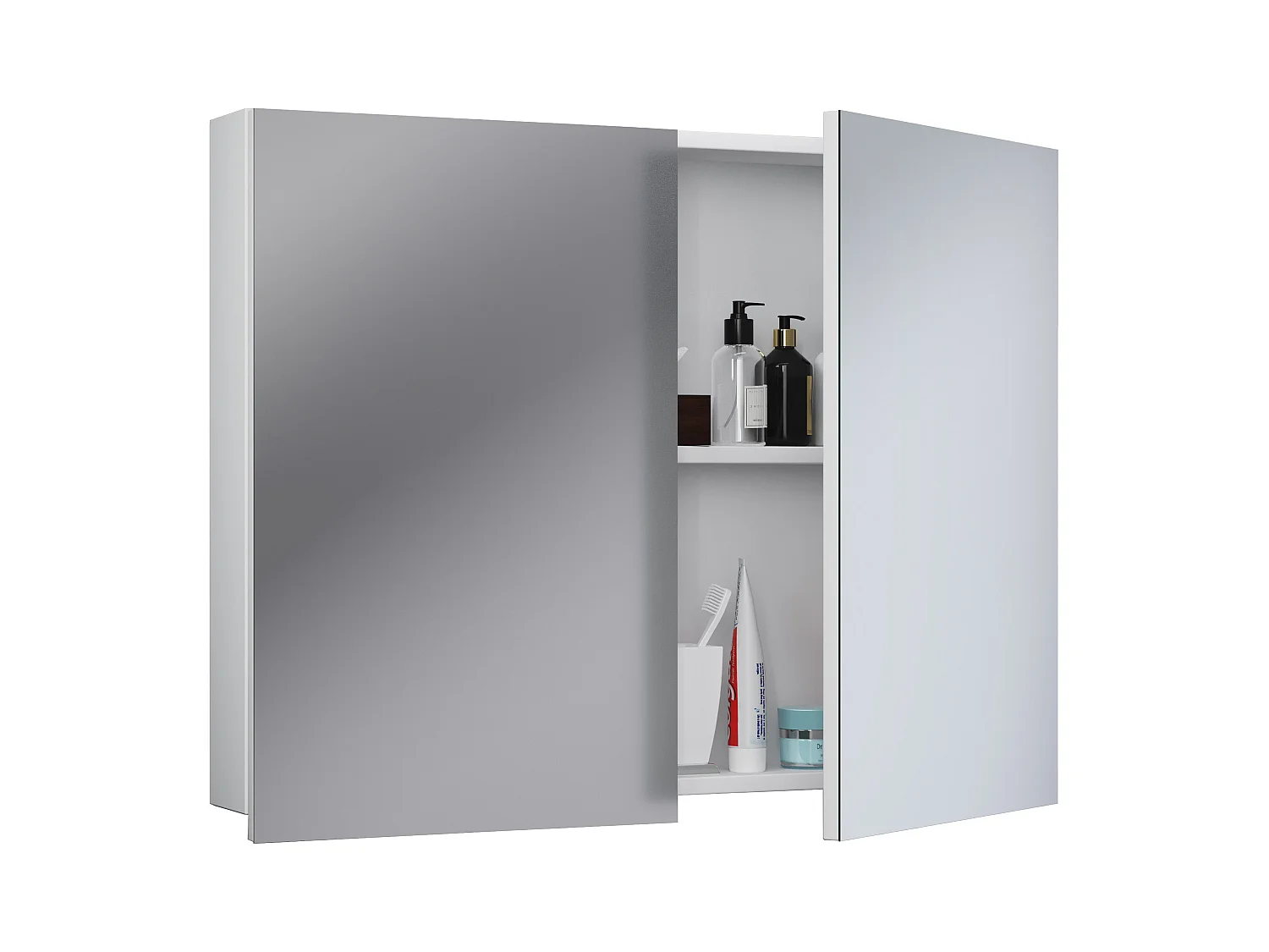 Bathroom furniture Mirror cabinet Badinos White H. 60 x W. 80 x D. 12 cm