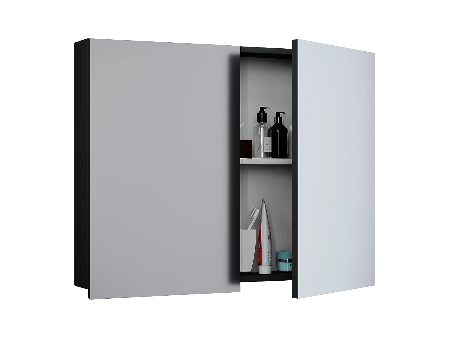 Bathroom furniture Mirror cabinet Badinos Black H. 60 x W. 80 x D. 12 cm