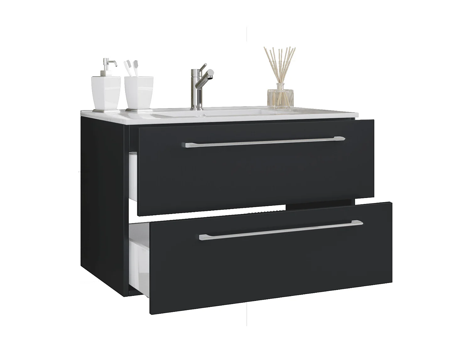 Bathroom furniture washbasin Badinos Black H. 52 x W. 80 x D. 46 cm