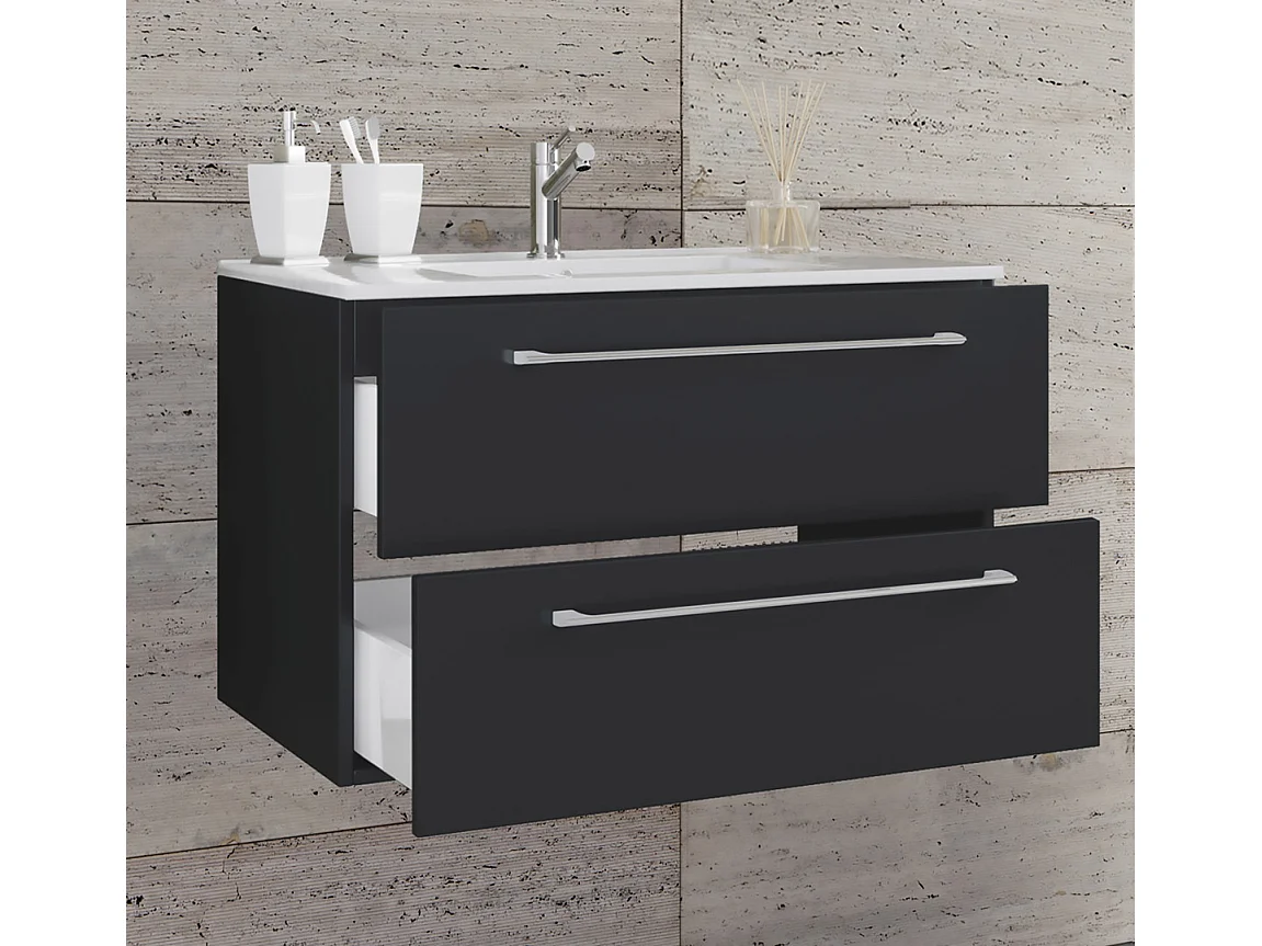 Bathroom furniture washbasin Badinos Black H. 52 x W. 80 x D. 46 cm