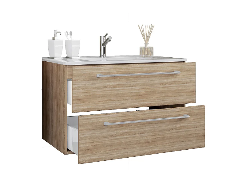 Bathroom furniture washbasin Badinos Sonoma oak (Sägerau) H. 52 x W. 60 x D. 46 cm