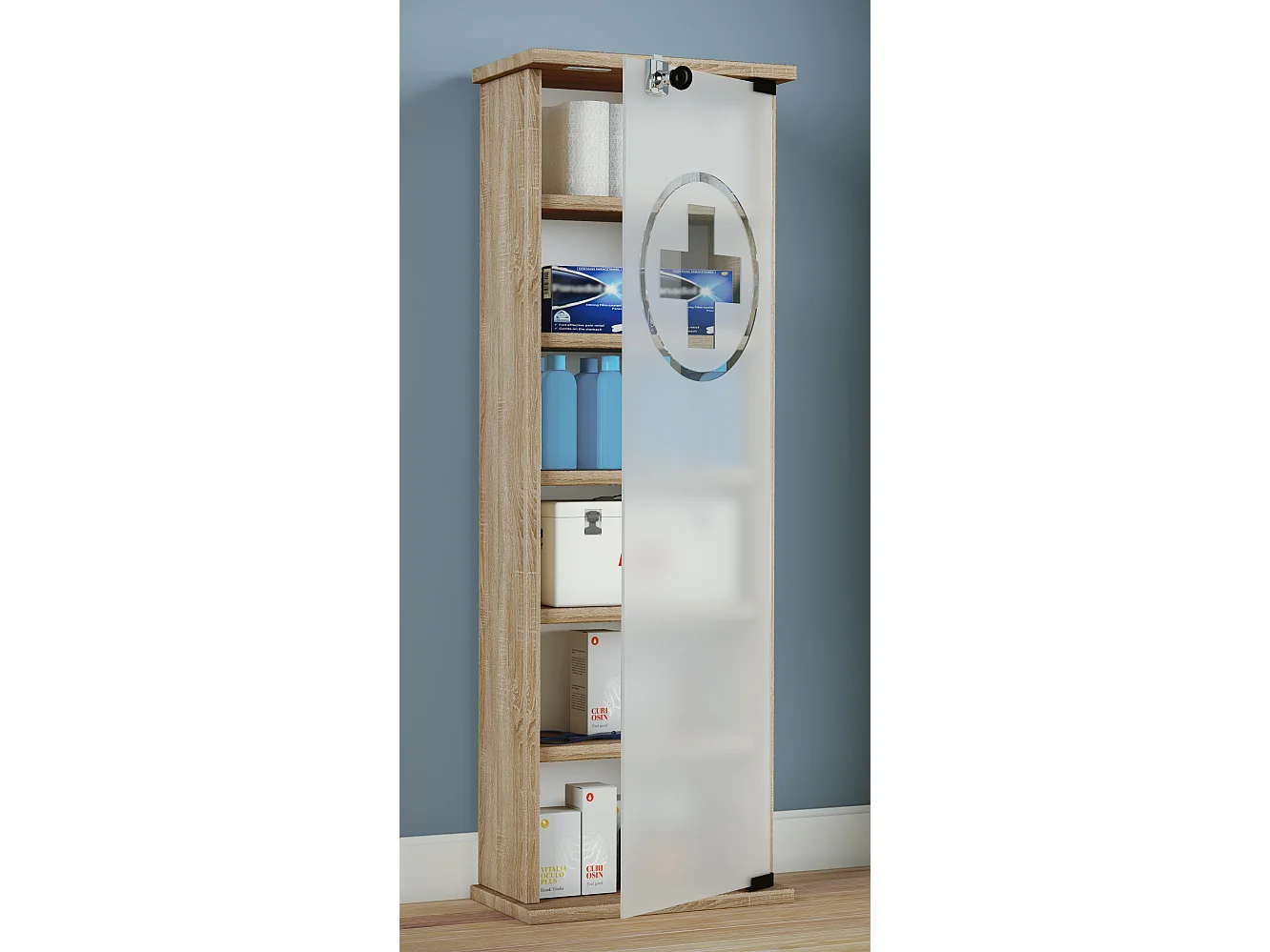 Medical cabinet Gusal Sonoma Oak H. 92 x W. 31 x D. 18 cm