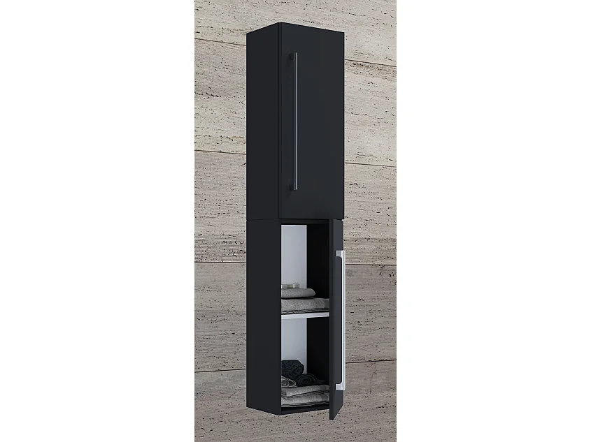 Bathroom furniture high cabinet Badinos Black H. 150 x W. 33 x D. 22 cm