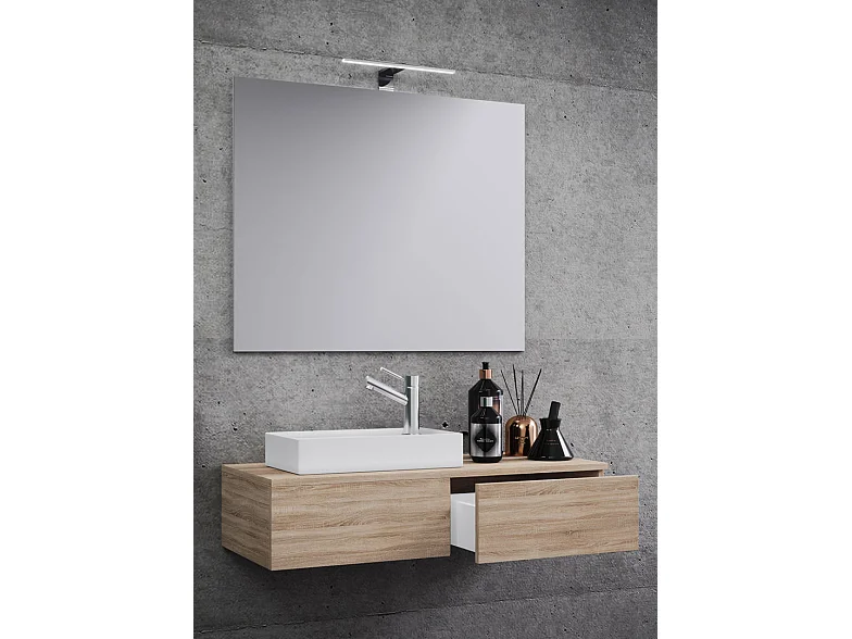 Lavatório de móveis de banheiro Gudas Carvalho Sonoma (Sägerau) A. 70 x 85 x P. 35 cm