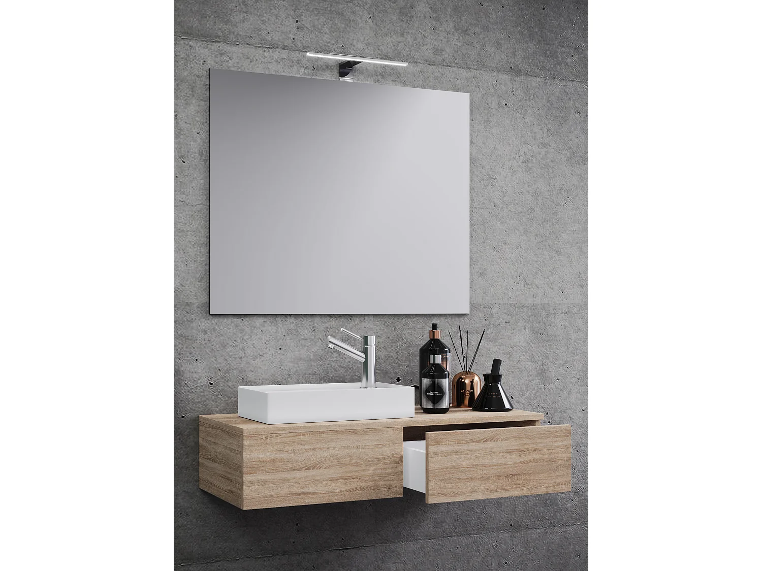 Lavatório de móveis de banheiro Gudas Carvalho Sonoma (Sägerau) A. 70 x 85 x P. 35 cm