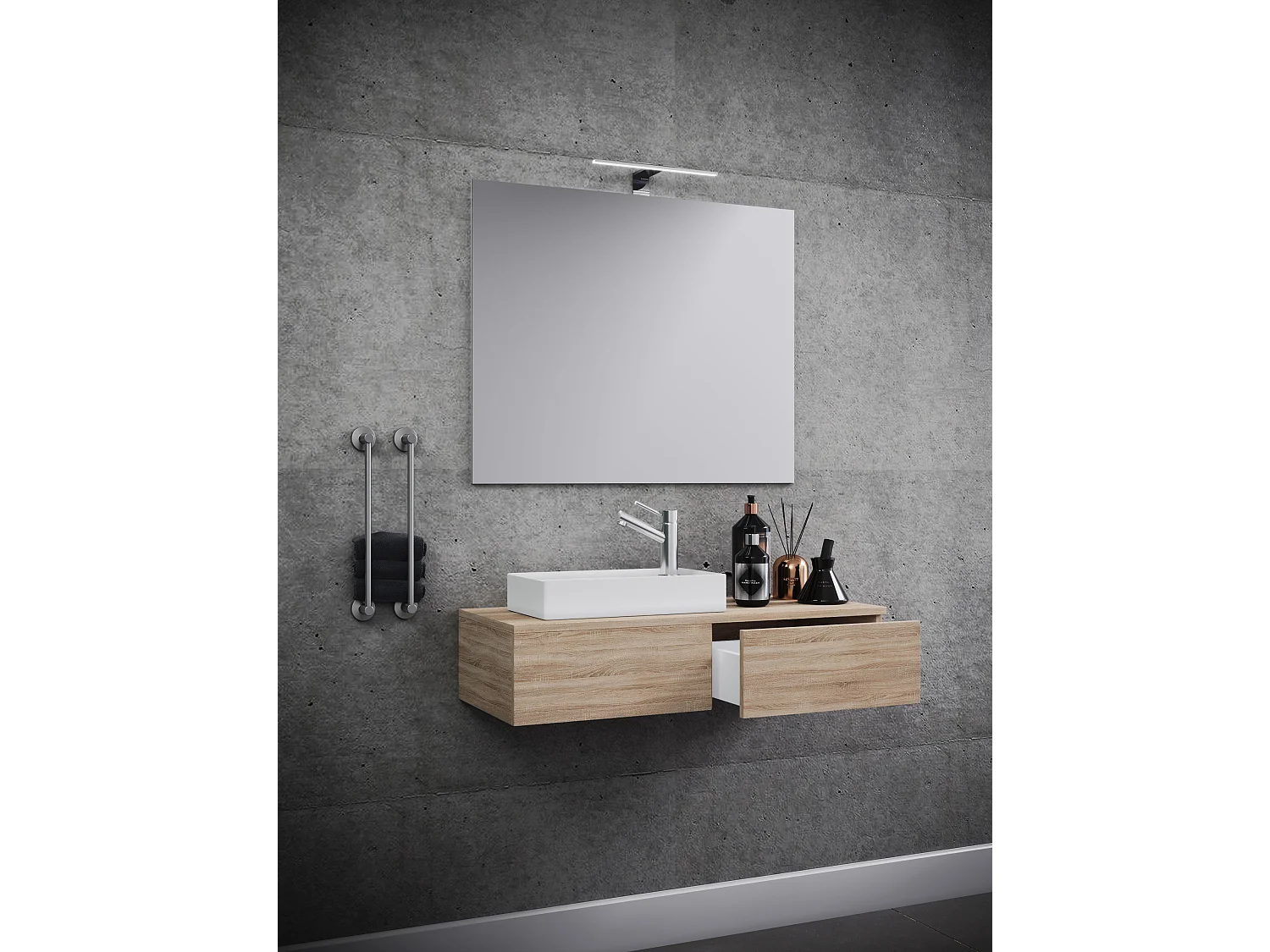Bathroom furniture washbasin Gudas Sonoma oak (Sägerau) H. 70 x 85 x D. 35 cm