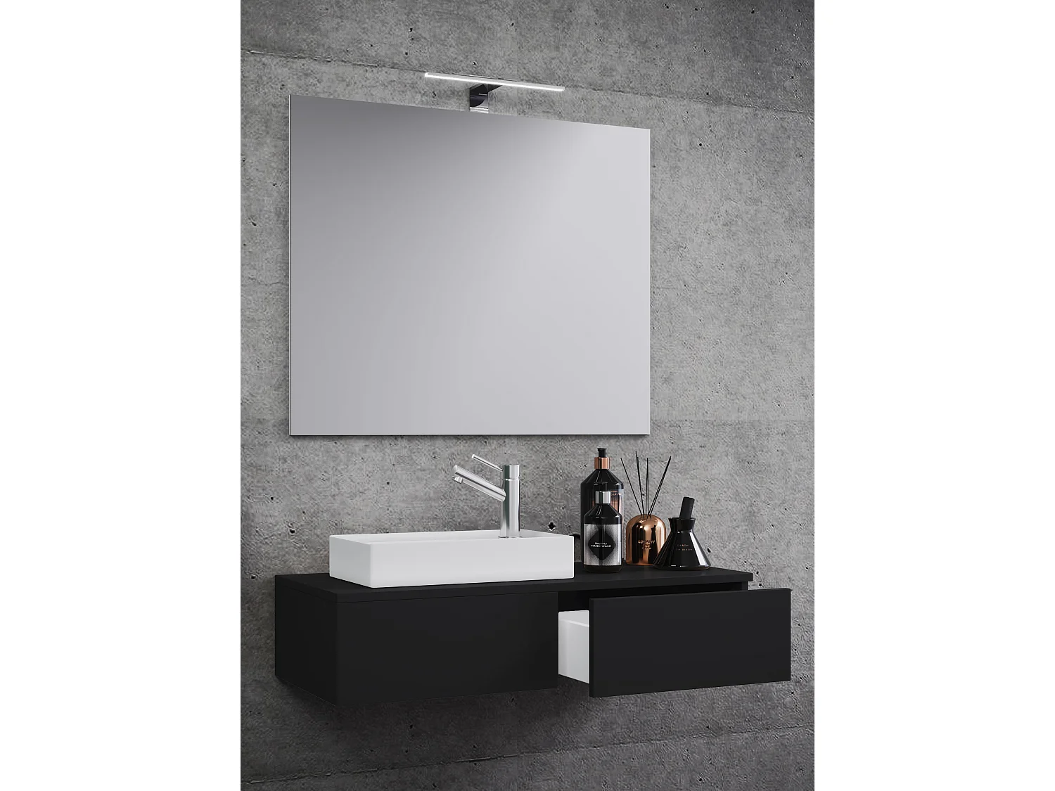 3 stuks wastafel Gudas spiegel