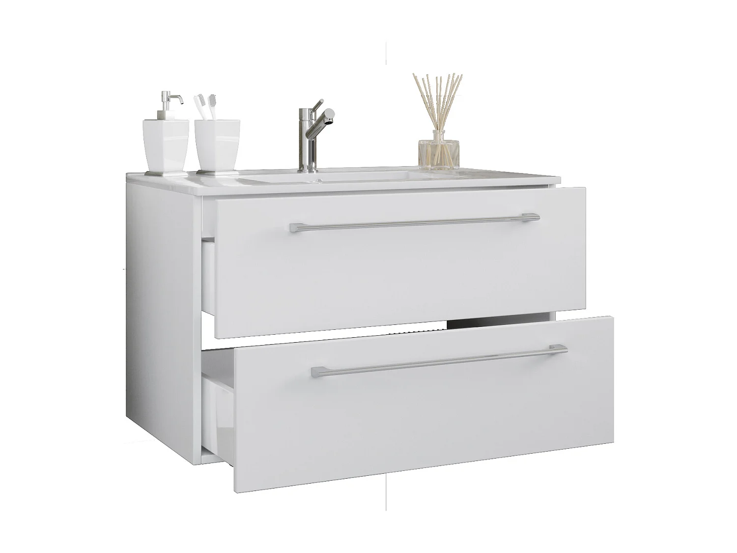 Bathroom furniture washbasin Badinos White H. 52 x W. 80 x D. 46 cm