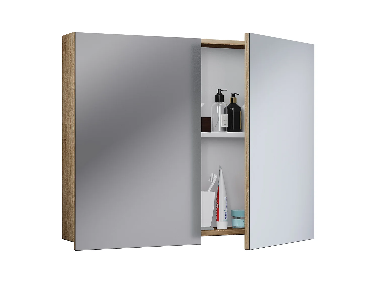 Bathroom furniture Mirror cabinet Badinos Sonoma Oak H. 60 x W. 80 x D. 12 cm