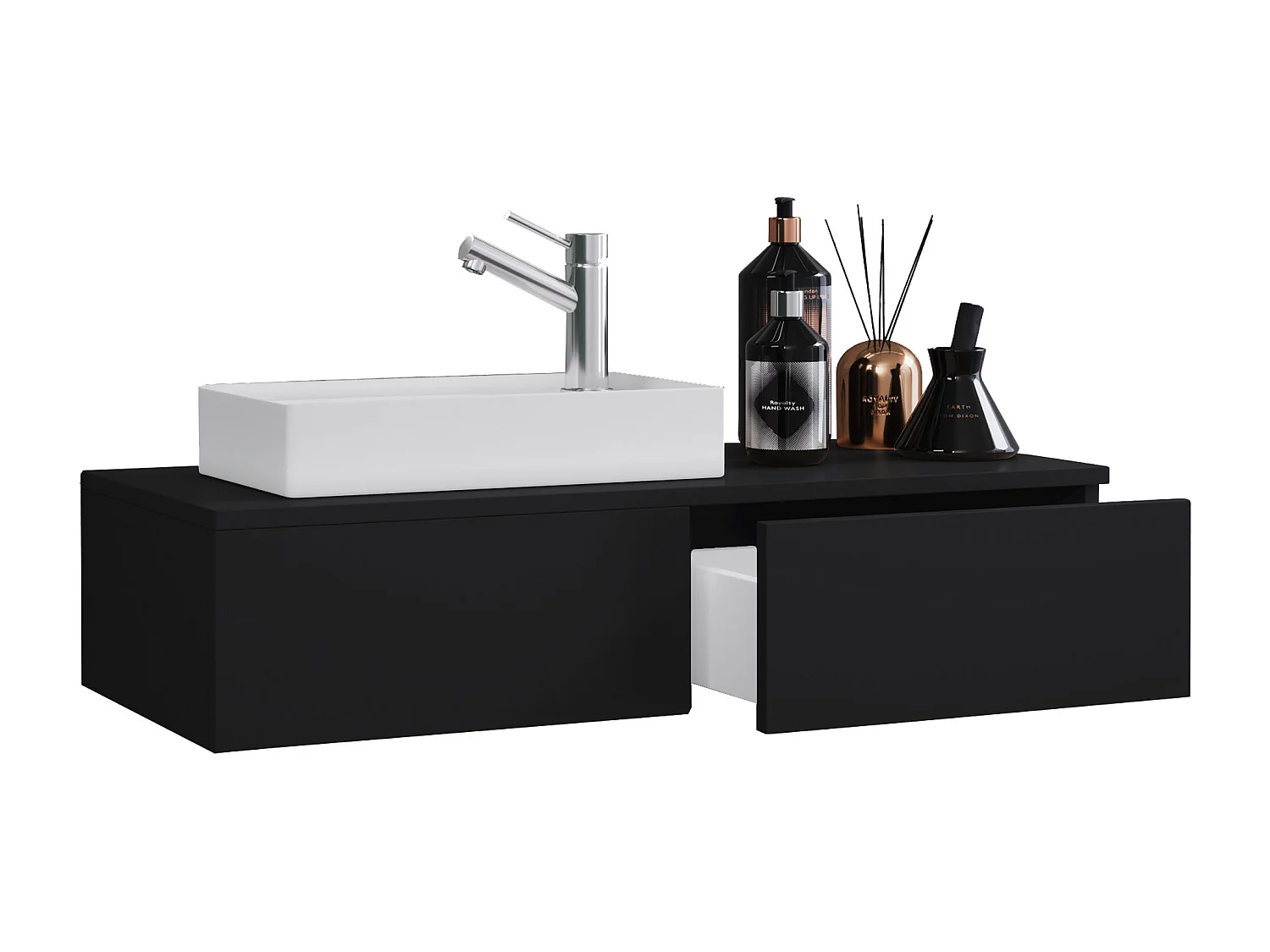 Gudas Ensemble de meubles de salle de bain, 1 tiroir, noir.