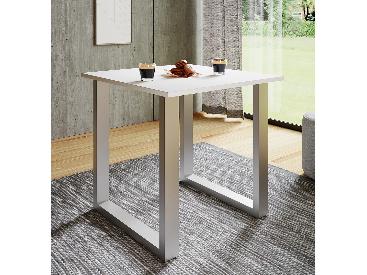 Dining table Xona Silver / White H. 76 x W. 80 x D. 80 cm