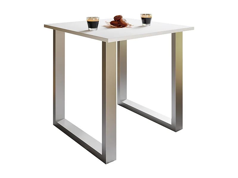 Dining table Xona Silver / White H. 76 x W. 80 x D. 80 cm