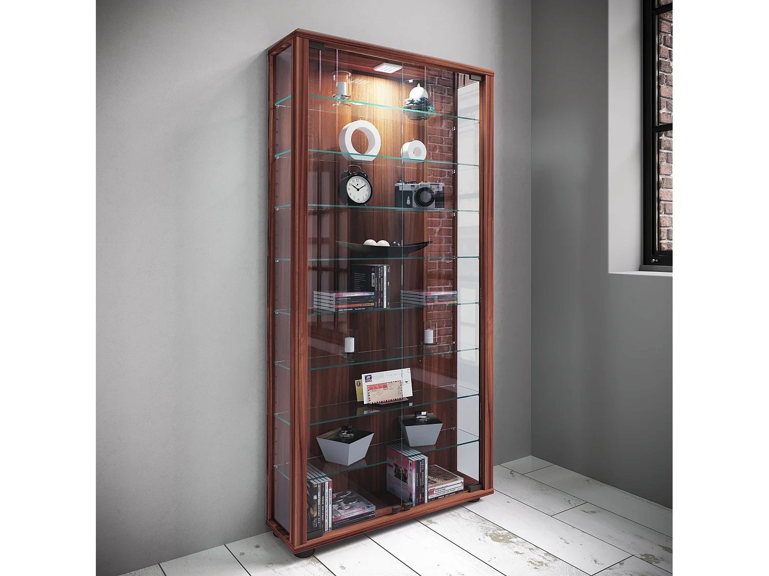Houten Glas Stand Showcase Lumo Maxi