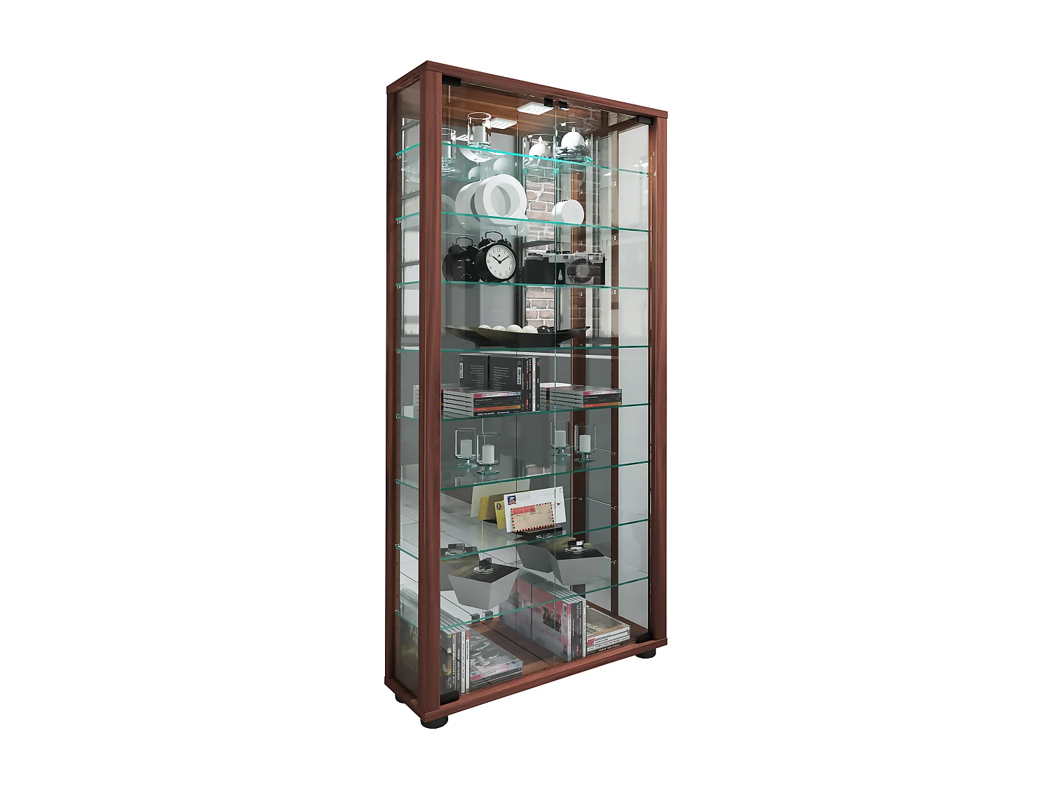 Glas Stand Vitrine Sammelvitrine Lumo Maxi Spiegel