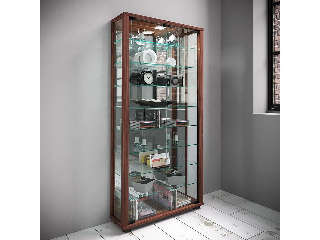 Glas Stand Vitrine Sammelvitrine Lumo Maxi Spiegel