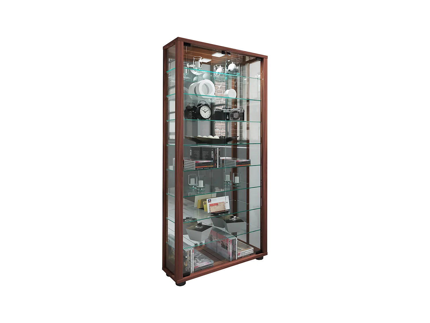 Glas Stand Vitrine Sammelvitrine Lumo Maxi Spiegel