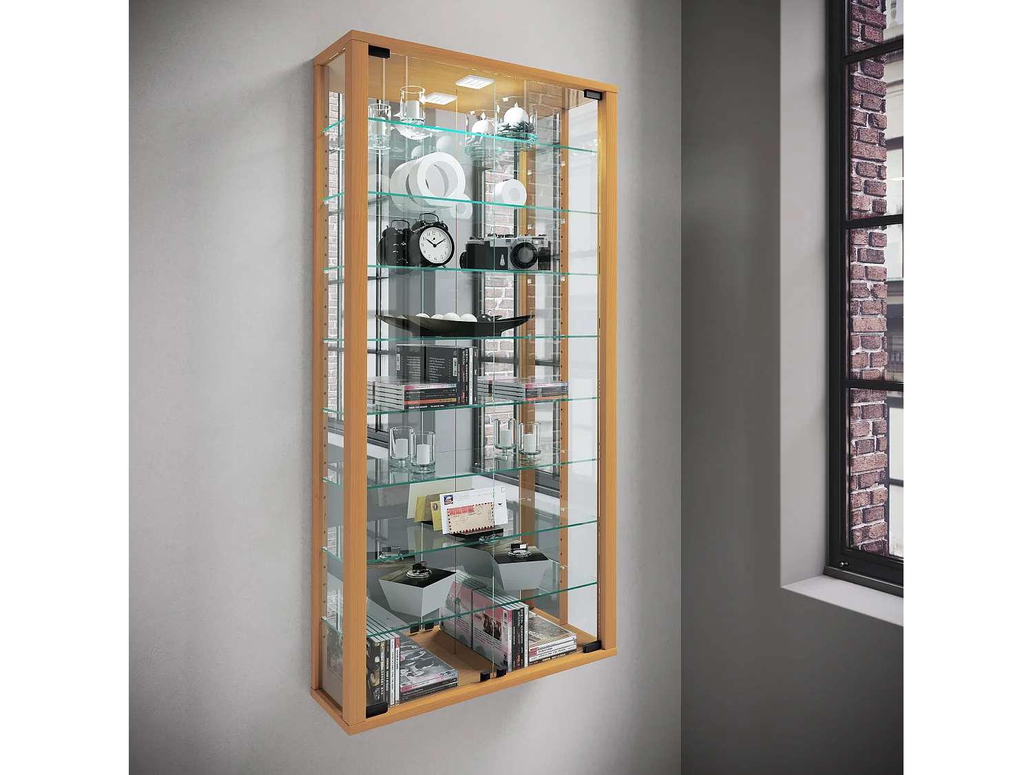 Wandvitrine Glasvitrine Vitrosa Maxi Spiegel