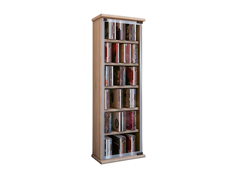 CD / DVD Media Shelf Classic Sonoma oak (Sägerau) H. 92 x W. 31 x D. 18 cm