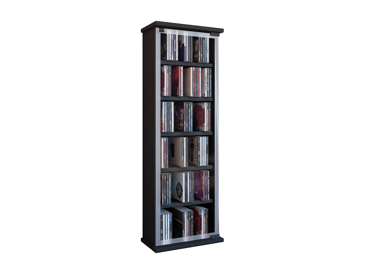 CD / DVD Media Shelf Classic Black H. 92 x W. 31 x D. 18 cm