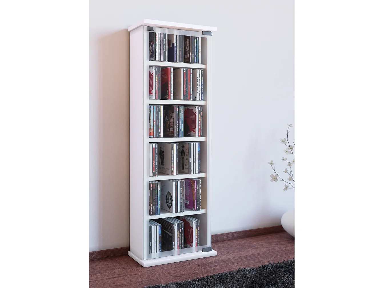 Holz CD DVD Stand Regal Schrank Classic Glastür