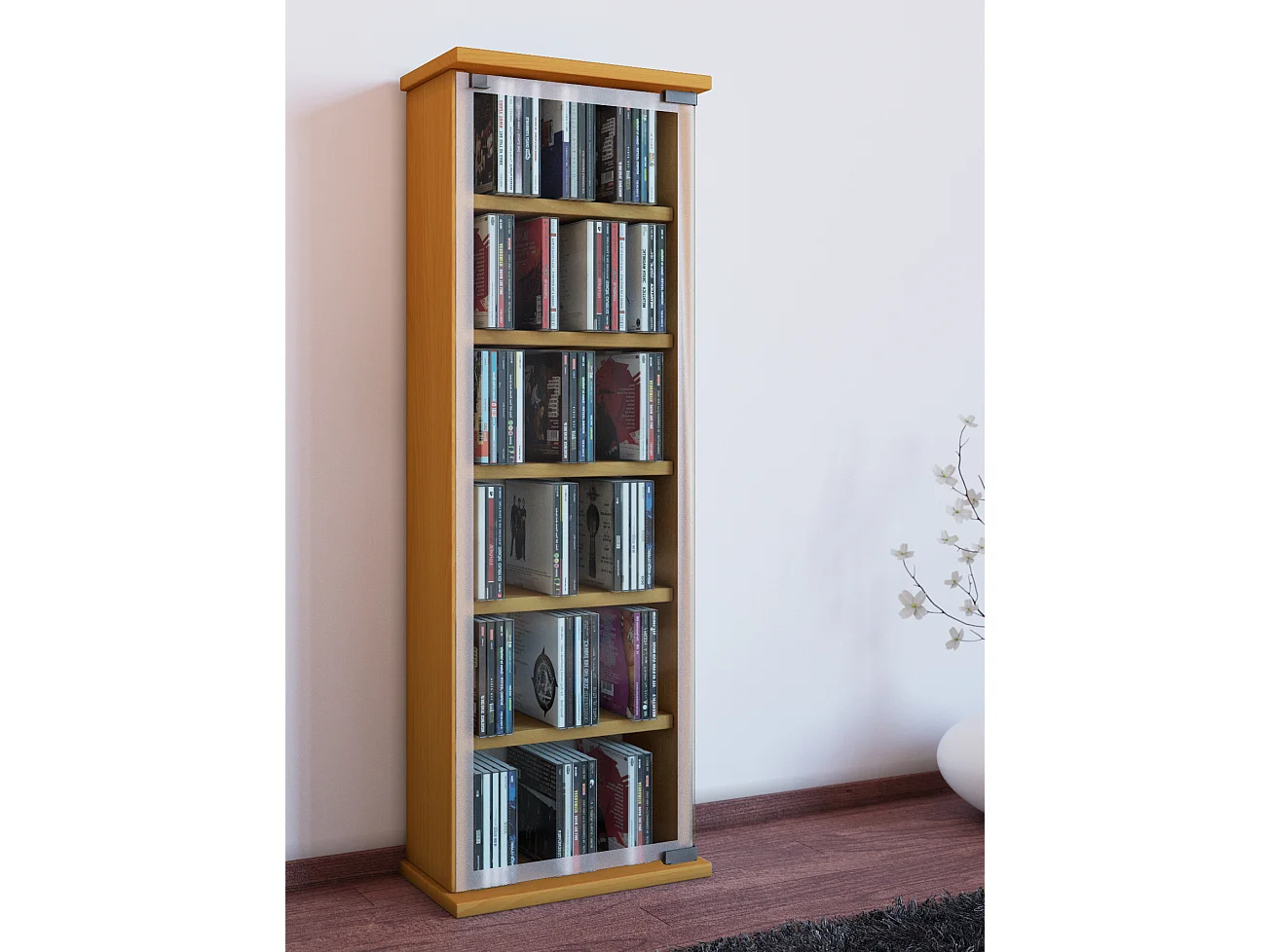 Porta di vetro classico della mensola del CD DVD di legno