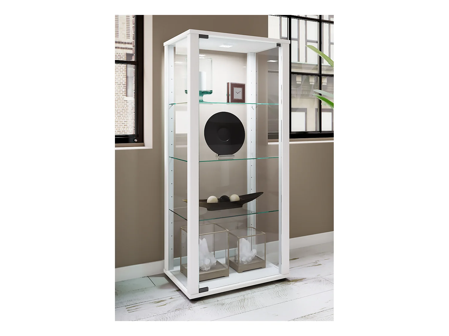 Holz Glas Stand Vitrine Sammelvitrine Kavisa M