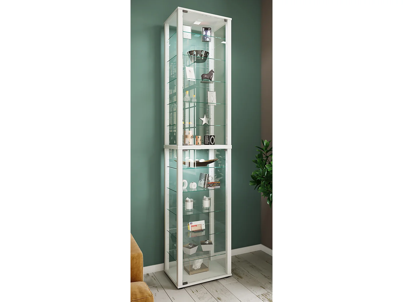 Holz Glas Stand Vitrine Sammelvitrine Kavisa XXL