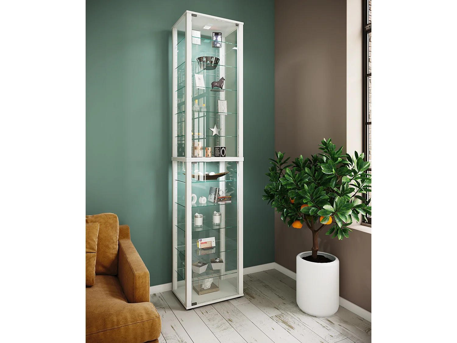 Holz Glas Stand Vitrine Sammelvitrine Kavisa XXL