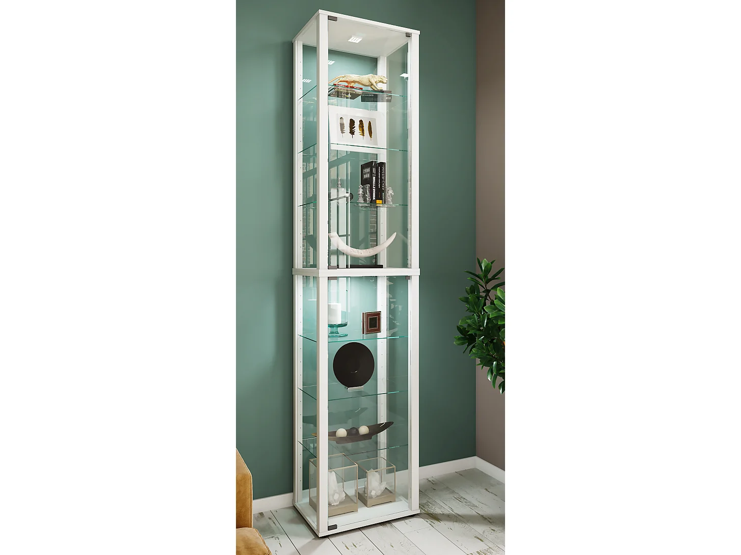 Holz Glas Stand Vitrine Sammelvitrine Kavisa XL