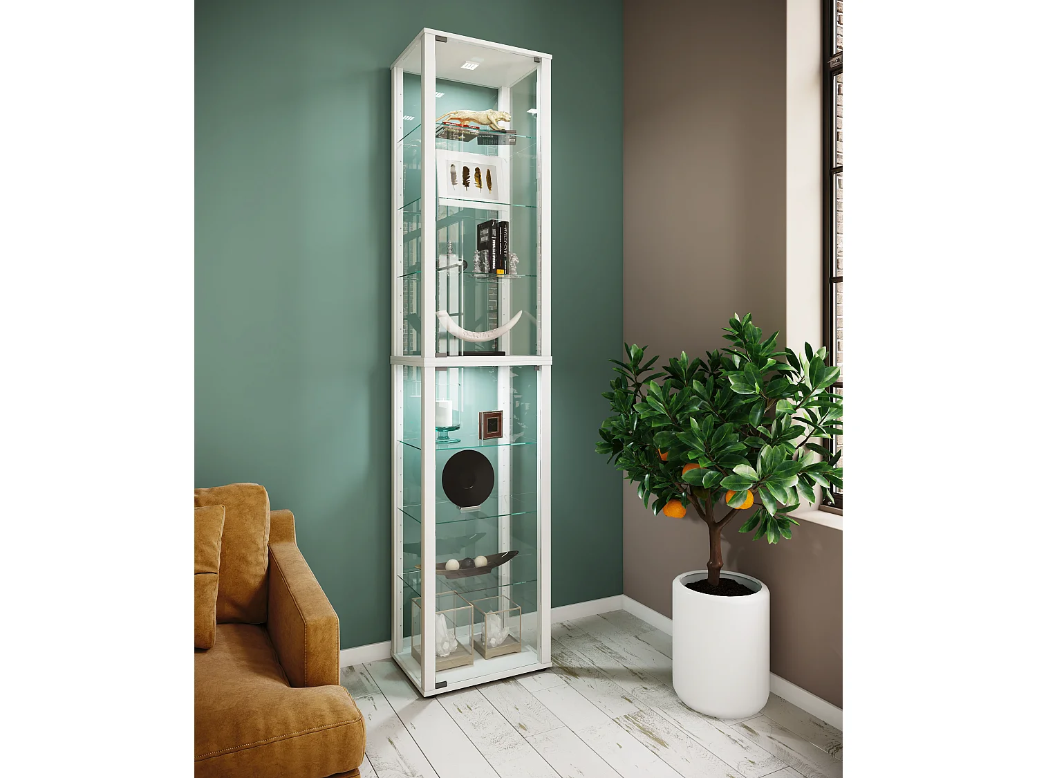 Holz Glas Stand Vitrine Sammelvitrine Kavisa XL