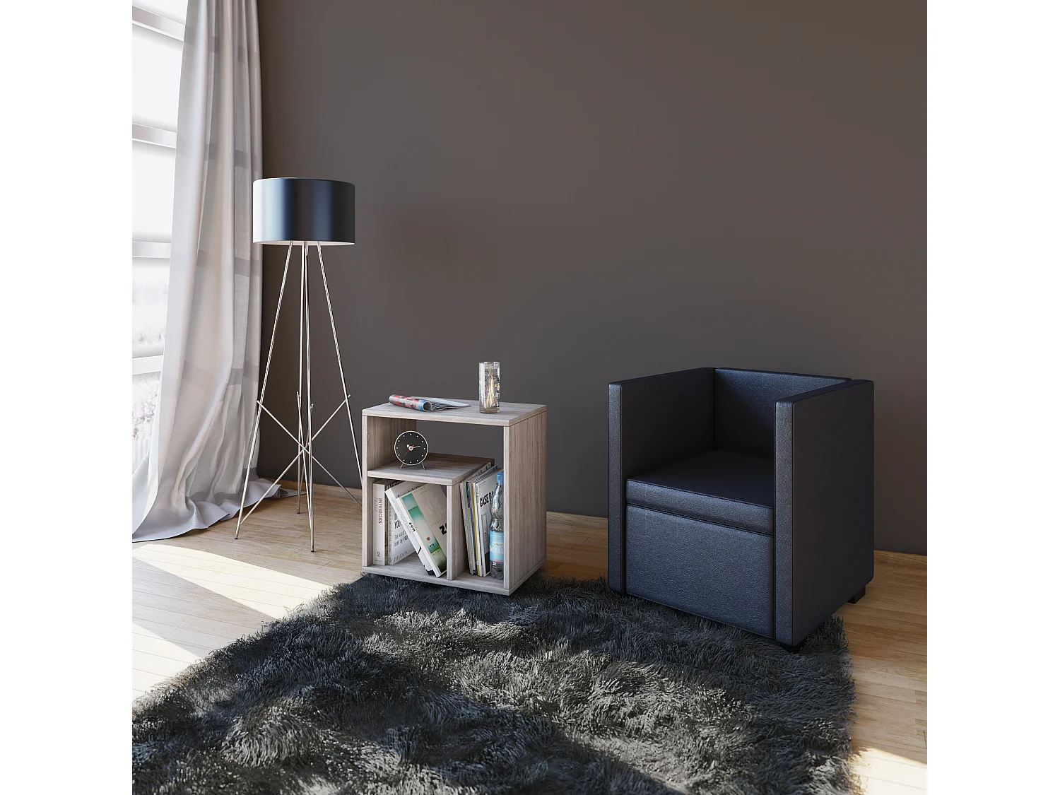 Side table & coffee table Zeito Sonoma oak (Sägerau) H. 55 x W. 50 x D. 30 cm