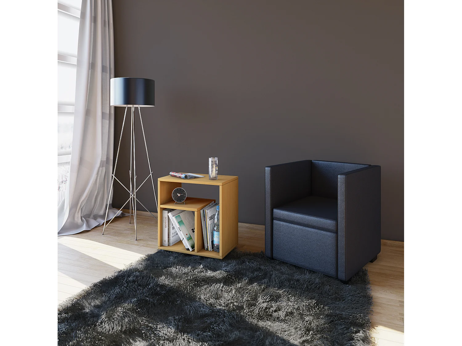 Mesa lateral de madeira VCM | Mesa de café simples | Dimensões A. 55 x L. 50 x P. 30 cm | Mesa de cabeceira | Mesa de café - Zeito (faia)