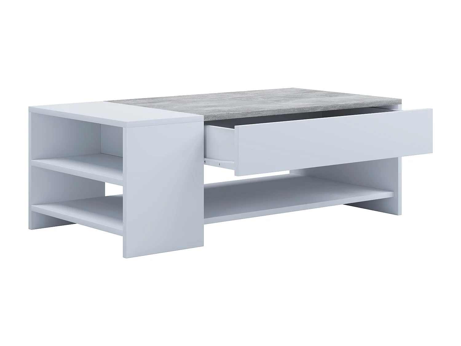 Side table & coffee table Tindus White / concrete optics H. 35 x W. 100 x D. 50 cm