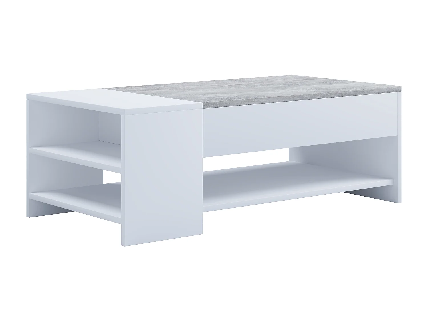 Side table & coffee table Tindus White / concrete optics H. 35 x W. 100 x D. 50 cm