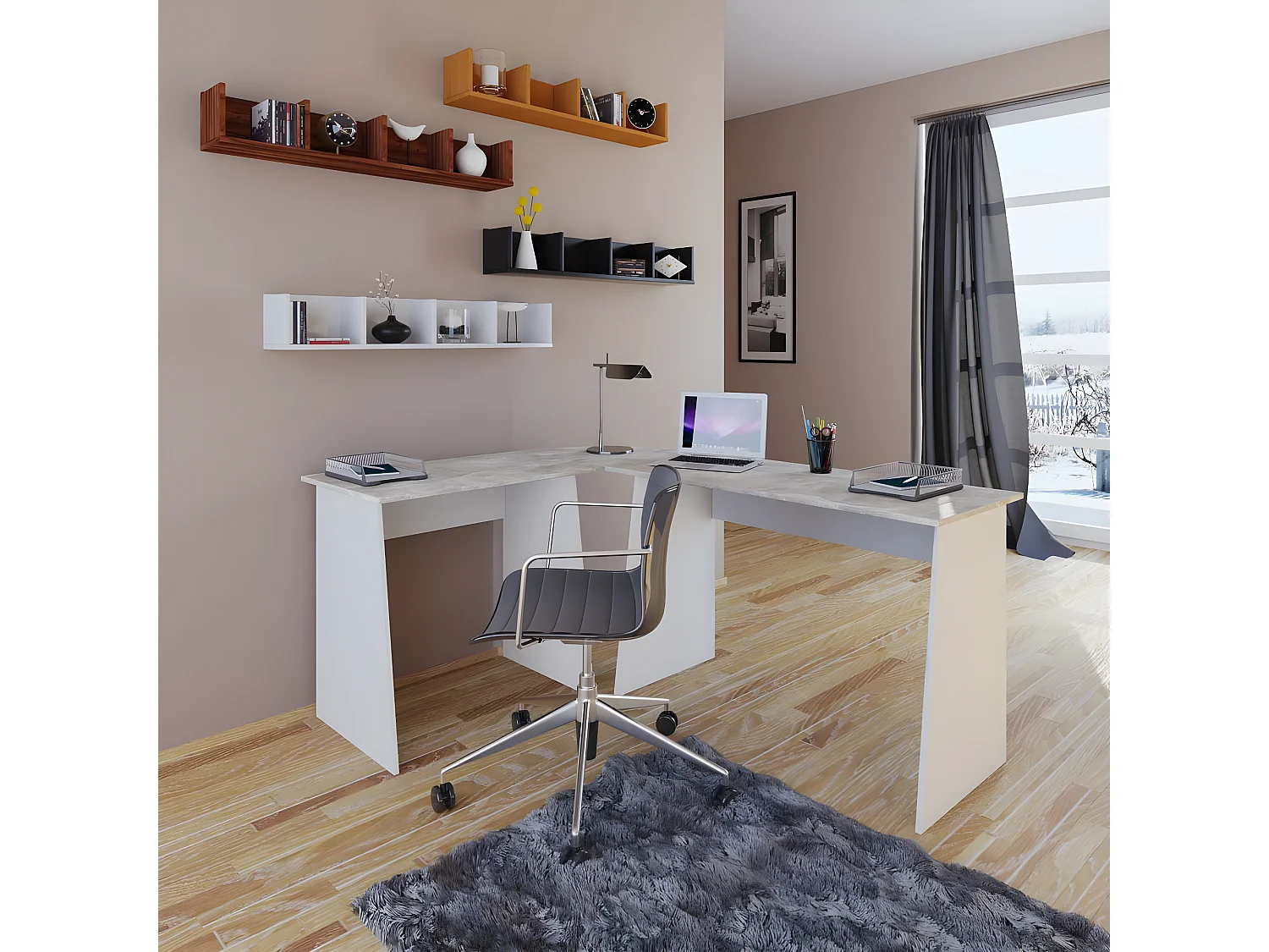 Scrivania angolare in legno Scrivania angolare Masola