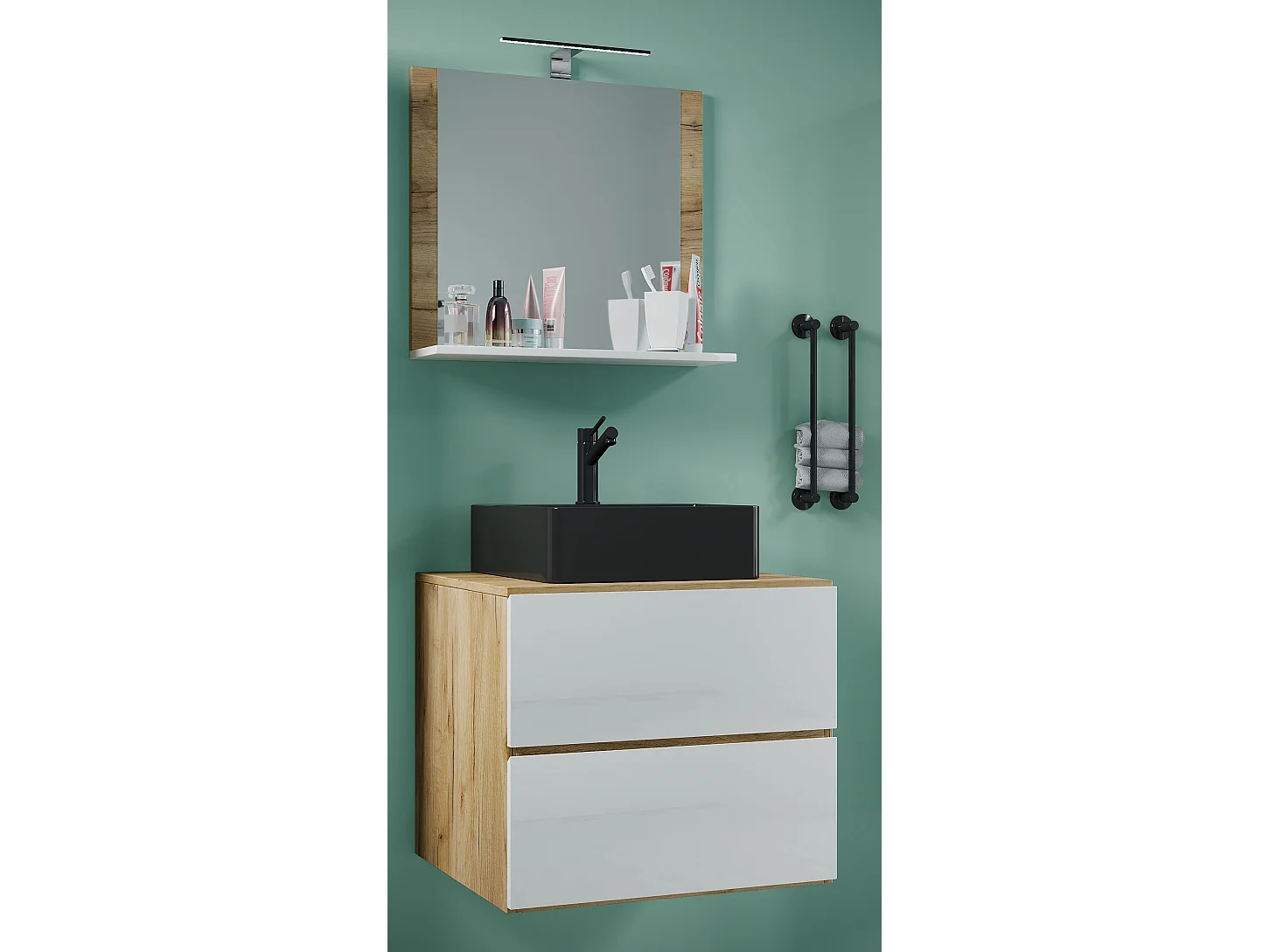 3-tlg Waschtisch Badmöbel Lendas 60 cm M Schublade