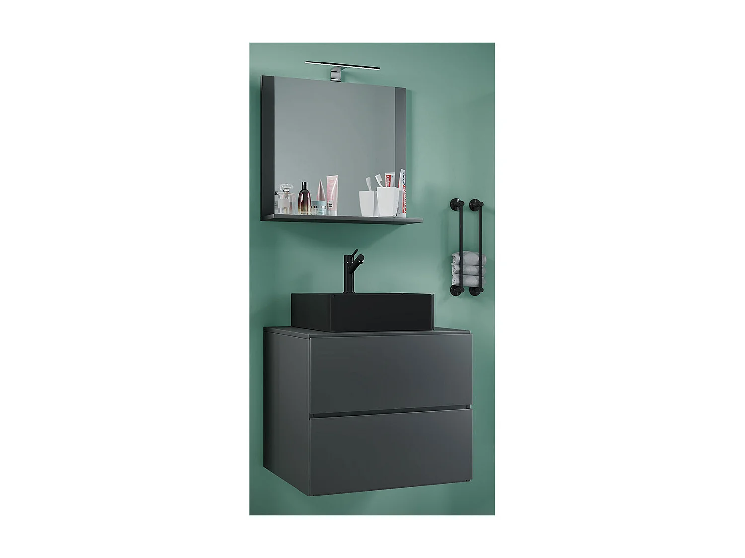 3-tlg Waschtisch Badmöbel Lendas 60 cm M Schublade