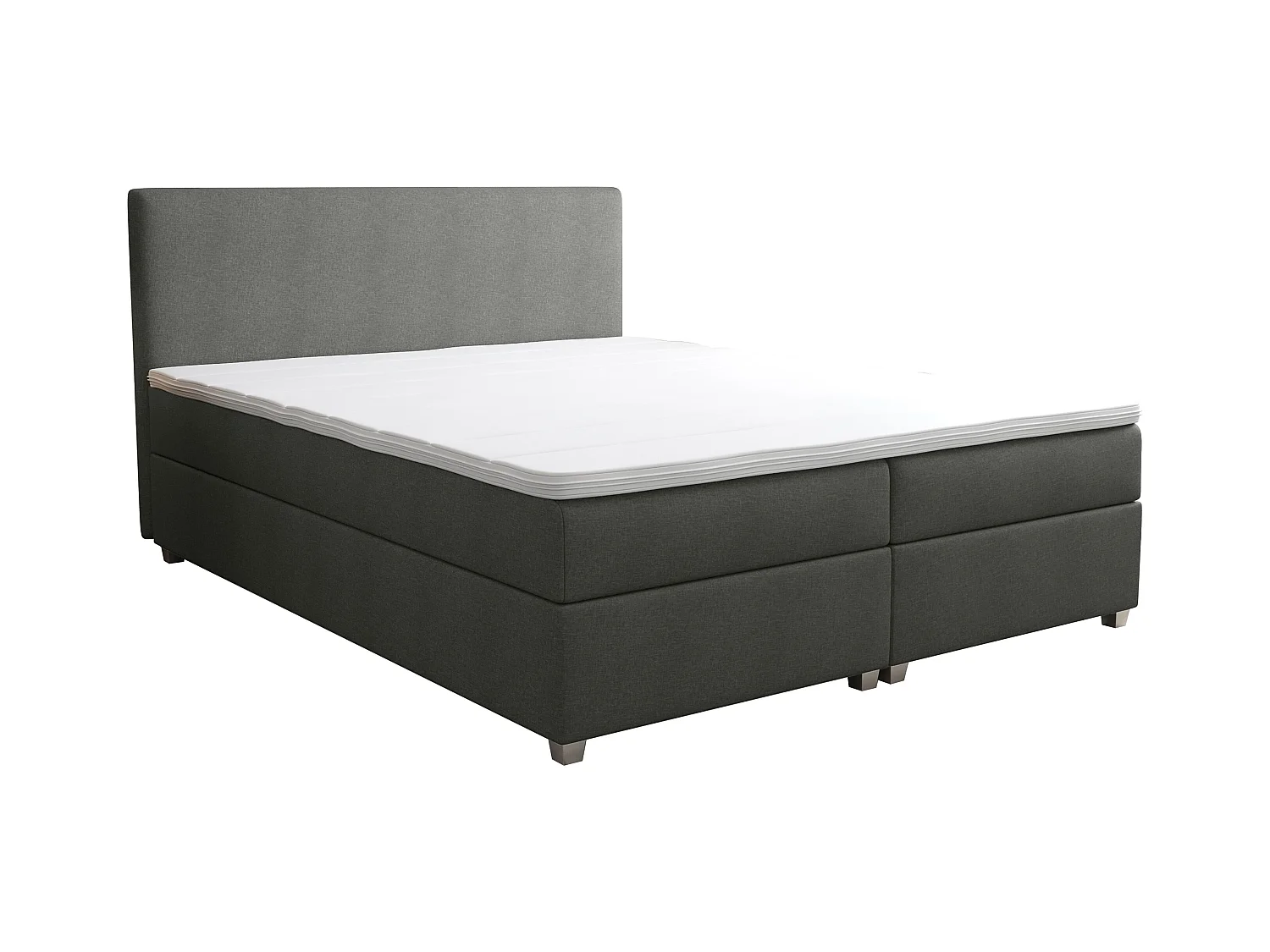 Ensemble complet boxspring tête de lit + sommier + matelas + surmatelas - 160 x 200 cm - Tissu - Anthracite - ONAN de YSMÉE