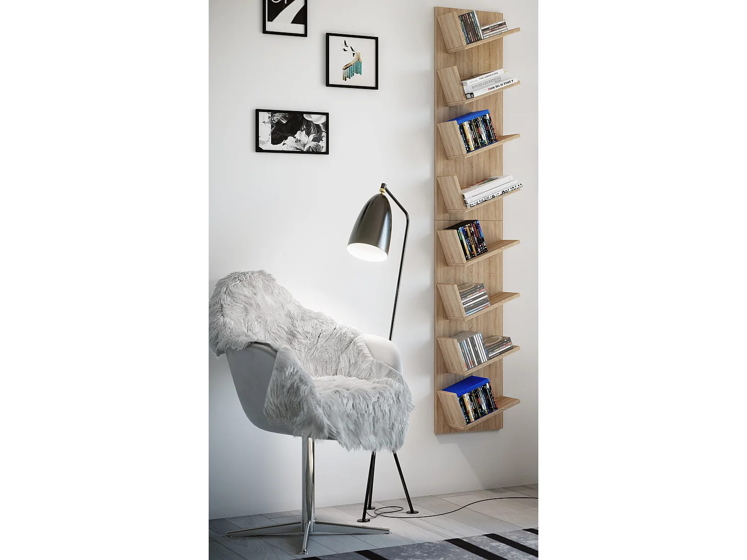 Wall Rack Lansi Sonoma oak (Sägerau) H. 180 x W. 33 x D. 16 cm