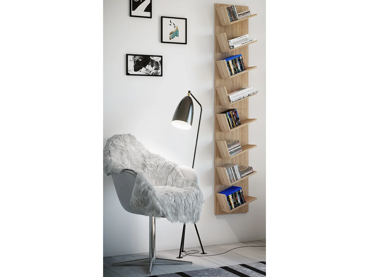 Wall Rack Lansi Sonoma oak (Sägerau) H. 180 x W. 33 x D. 16 cm