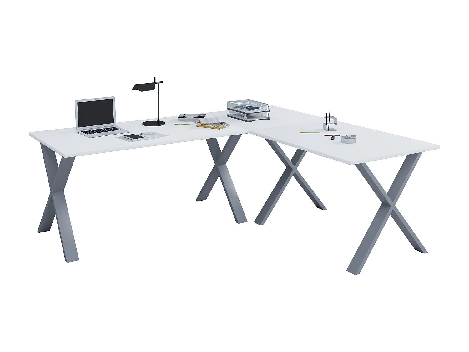 Desk Lona Silver / White H. 76 x W. 160 x D. 130 cm