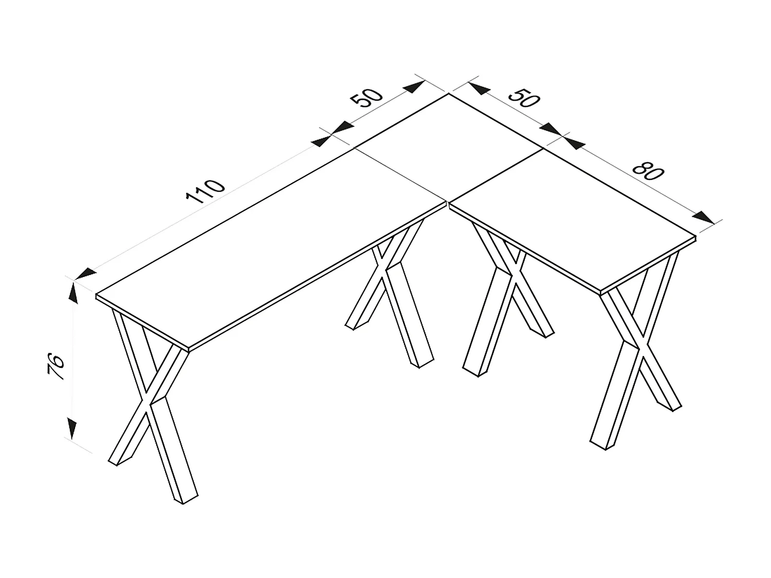 Desk Lona Silver / White H. 76 x W. 160 x D. 130 cm