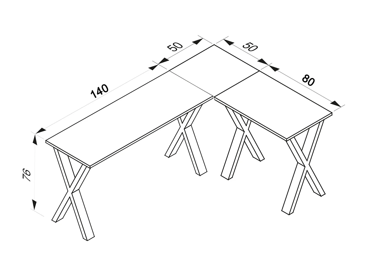 Bureau d'angle Lona 50 X Argent