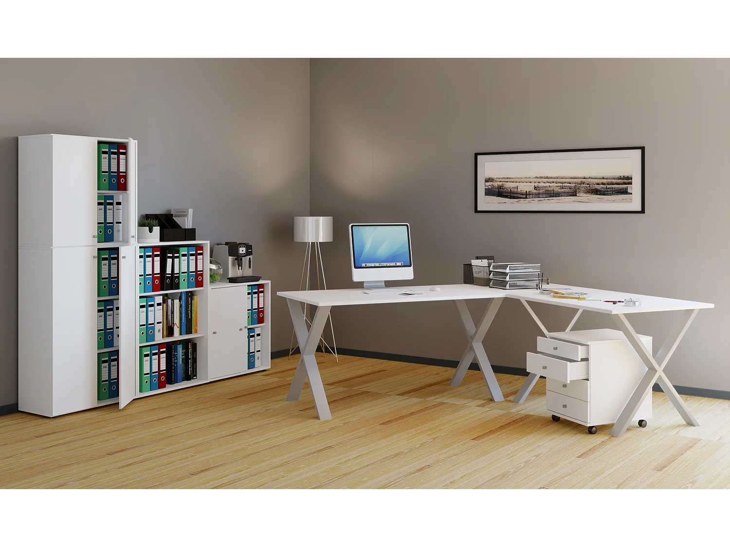 Bureau d'angle Lona 50 X Argent